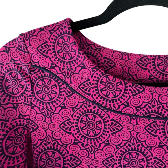 LANDS’ END | NWOT 3/4 SLEEVE SHEETH DRESS UPF 50 BRIGHT PINK & NAVY BLUE TRIM XS - Picture 3 of 8